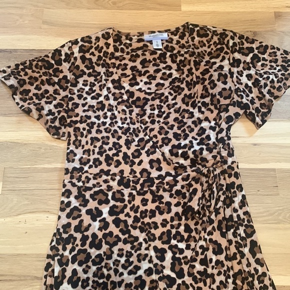 MOTHERHOOD Maternity Leopard Print High Low Flowy Nursing Wrap Dress Women’s M - Picture 3 of 15